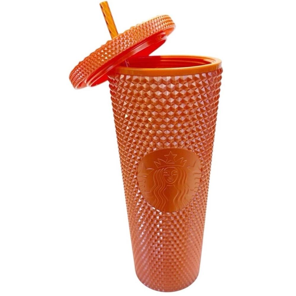 New Starbucks Coffee Fall ‘22 Halloween Pumpkin Orange Bling Studded Tumbler Cup